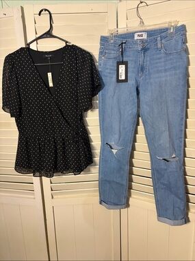 Two piece PREMIUM outfit including NWT Paige Jeans and a NWT Madewell wrap top